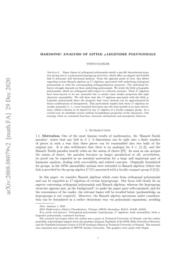 Arxiv:2008.08079V2 [Math.FA] 29 Dec 2020 Hypergroups Is Not Required)