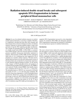 Radiation-Induced Double Strand Breaks and Subsequent Apoptotic DNA Fragmentation in Human Peripheral Blood Mononuclear Cells