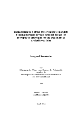 Characterization of the Dysferlin Protein and Its Binding Partners Reveals Rational Design for Therapeutic Strategies for the Treatment of Dysferlinopathies