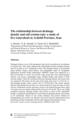The Relationship Between Drainage Density and Soil Erosion Rate: a Study of Five Watersheds in Ardebil Province, Iran