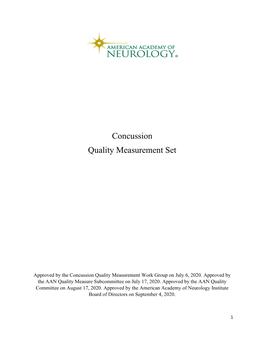 Concussion Quality Measurement Set