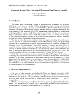 Capturing Breathy Voice: Durational Measures of Oral Stops in Marathi