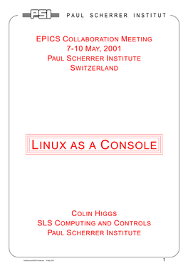 Linux As a Console