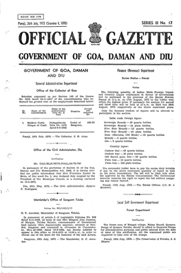 Official Gazette ,Government of Goa, Daman and Diu