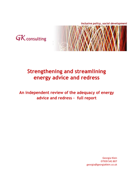 Strengthening and Streamlining Energy Advice and Redress