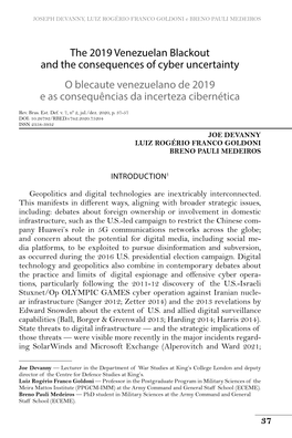 The 2019 Venezuelan Blackout and the Consequences of Cyber Uncertainty O Blecaute Venezuelano De 2019 E As Consequências Da Incerteza Cibernética