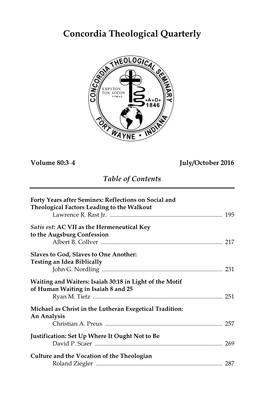 Concordia Theological Quarterly