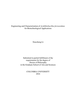 Acidithiobacillus Ferrooxidans for Biotechnological Applications