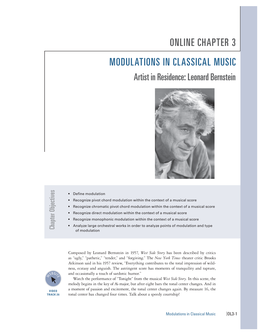 ONLINE CHAPTER 3 MODULATIONS in CLASSICAL MUSIC Artist in Residence: Leonard Bernstein