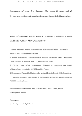 Assessment of Gene Flow Between Gossypium Hirsutum and G