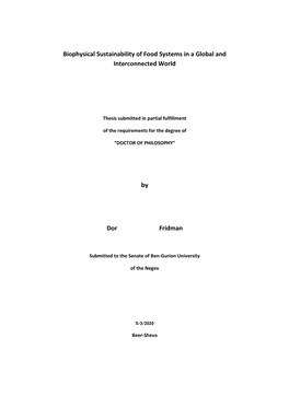 Biophysical Sustainability of Food Systems in a Global and Interconnected World