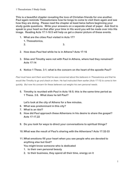 1 Thessalonians 3 Study Guide-1