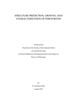 Structure Prediction, Growth, and Characterization of Perovskites