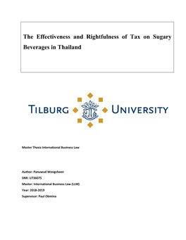 The Effectiveness and Rightfulness of Tax on Sugary Beverages in Thailand