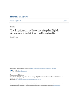 The Implications of Incorporating the Eighth Amendment Prohibition on Excessive Bail