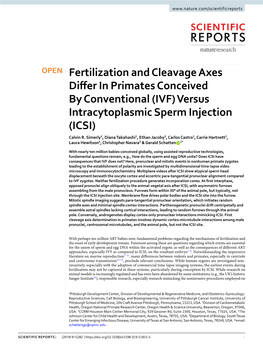 IVF) Versus Intracytoplasmic Sperm Injection (ICSI) Calvin R