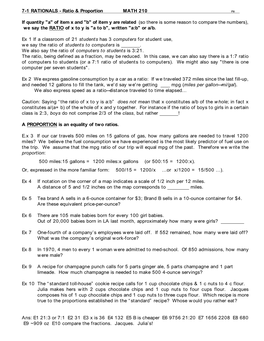 7-1 RATIONALS - Ratio & Proportion MATH 210 F8