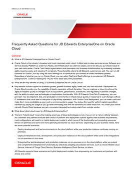 Frequently Asked Questions for JD Edwards Enterpriseone on Oracle Cloud