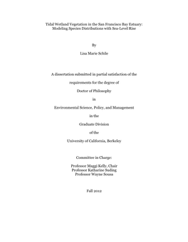 Tidal Wetland Vegetation in the San Francisco Bay Estuary: Modeling Species Distributions with Sea-Level Rise