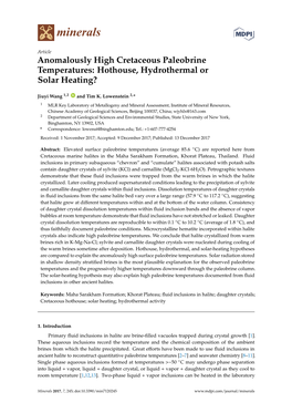 Anomalously High Cretaceous Paleobrine Temperatures: Hothouse, Hydrothermal Or Solar Heating?