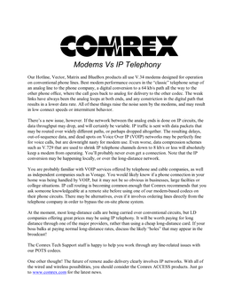 POTS Modems Vs IP Telephony