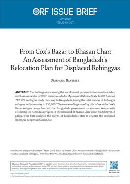 From Cox's Bazar to Bhasan Char: an Assessment of Bangladesh's