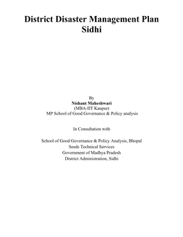 District Disaster Management Plan Sidhi