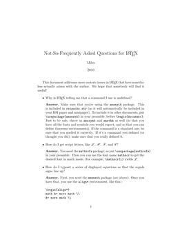 Not-So-Frequently Asked Questions for LATEX