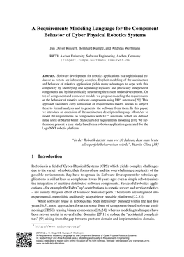 A Requirements Modeling Language for the Component Behavior of Cyber Physical Robotics Systems