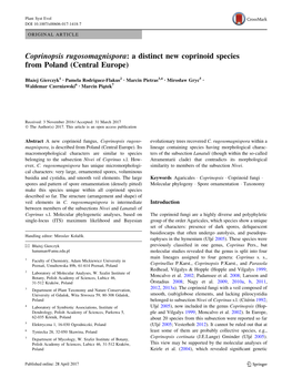 Coprinopsis Rugosomagnispora: a Distinct New Coprinoid Species from Poland (Central Europe)