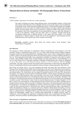 Dilemma Between Density and Quality: the Demographic History of Sinan Road Area
