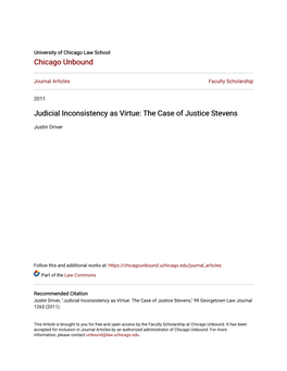 Judicial Inconsistency As Virtue: the Case of Justice Stevens