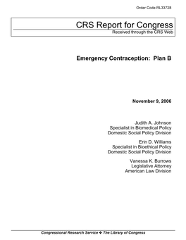 Emergency Contraception: Plan B