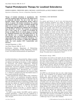 Topical Photodynamic Therapy for Localized Scleroderma