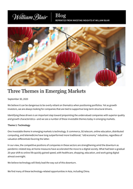 Three Themes in Emerging Markets