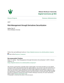 Risk Management Through Derivatives Securitization