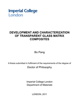 Develop and Characterization of Transparent Glass Matrix Composites