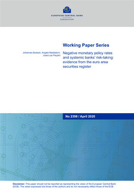 Negative Monetary Policy Rates and Systemic