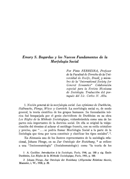 Emory S. Bogardus Y Los Nuevos Fundamentos De La M Orf Olog·Ía