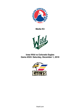 Media Kit Iowa Wild Vs Colorado Eagles Game #324