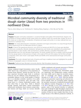 Microbial Community Diversity of Traditional Dough Starter (Jiaozi) from Two Provinces in Northwest China