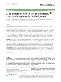 Gene Expression in the Brain of a Migratory Songbird During Breeding and Migration