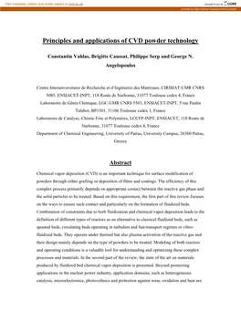 Principles and Applications of CVD Powder Technology