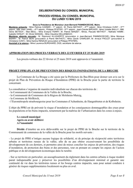 Conseil Municipal Du 13 Mai 2019 Page 1 Sur 3