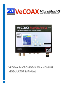Vecoax Micromod 3 Av + Hdmi Rf Modulator Manual