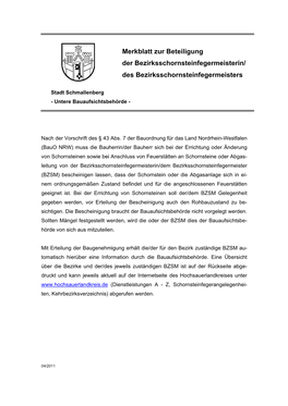 Merkblatt Zur Beteiligung Der Bezirksschornsteinfegermeisterin