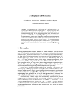 Multiplicative Differentials