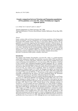 Genetic Comparison Between Victorian and Tasmanian Populations of Prasophyllum Correctum D.L
