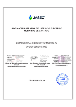 Estados Financieros JASEC Febrero 2020 Final