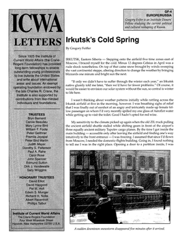 Irkutsk's Cold Spring by Gregory Feiffer